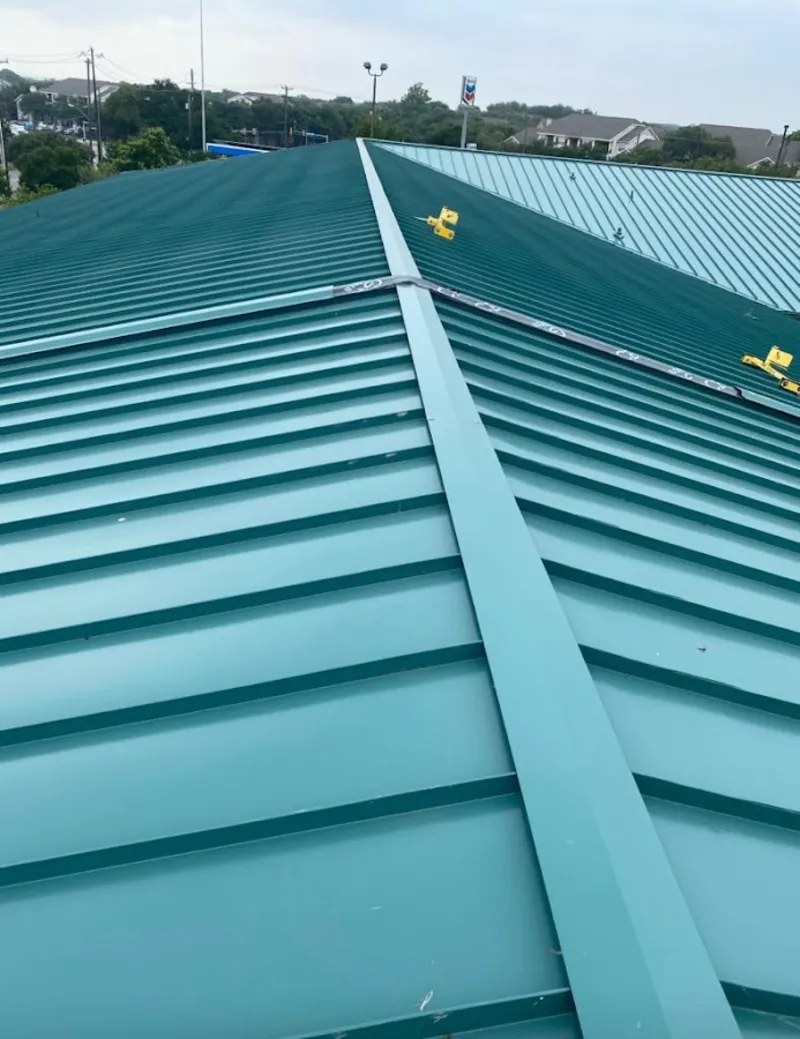 Green commercial metal roof ridge and valley for Metal Roof Repair in Fort Valley